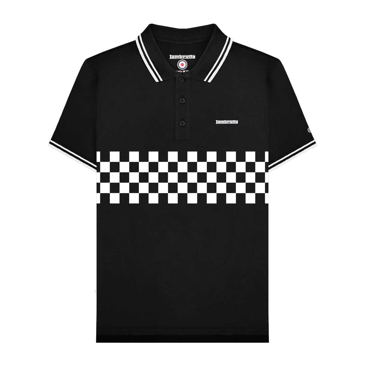 Black-White - Front - Lambretta Mens SS25 Two Tone Tipped Polo Shirt
