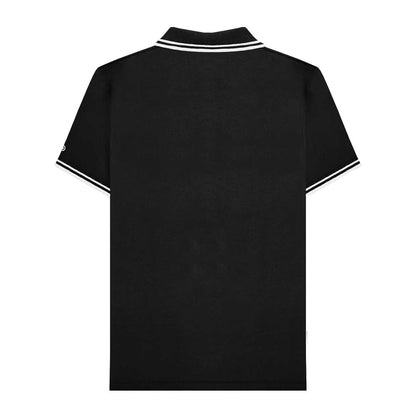 Black-White - Back - Lambretta Mens SS25 Two Tone Tipped Polo Shirt