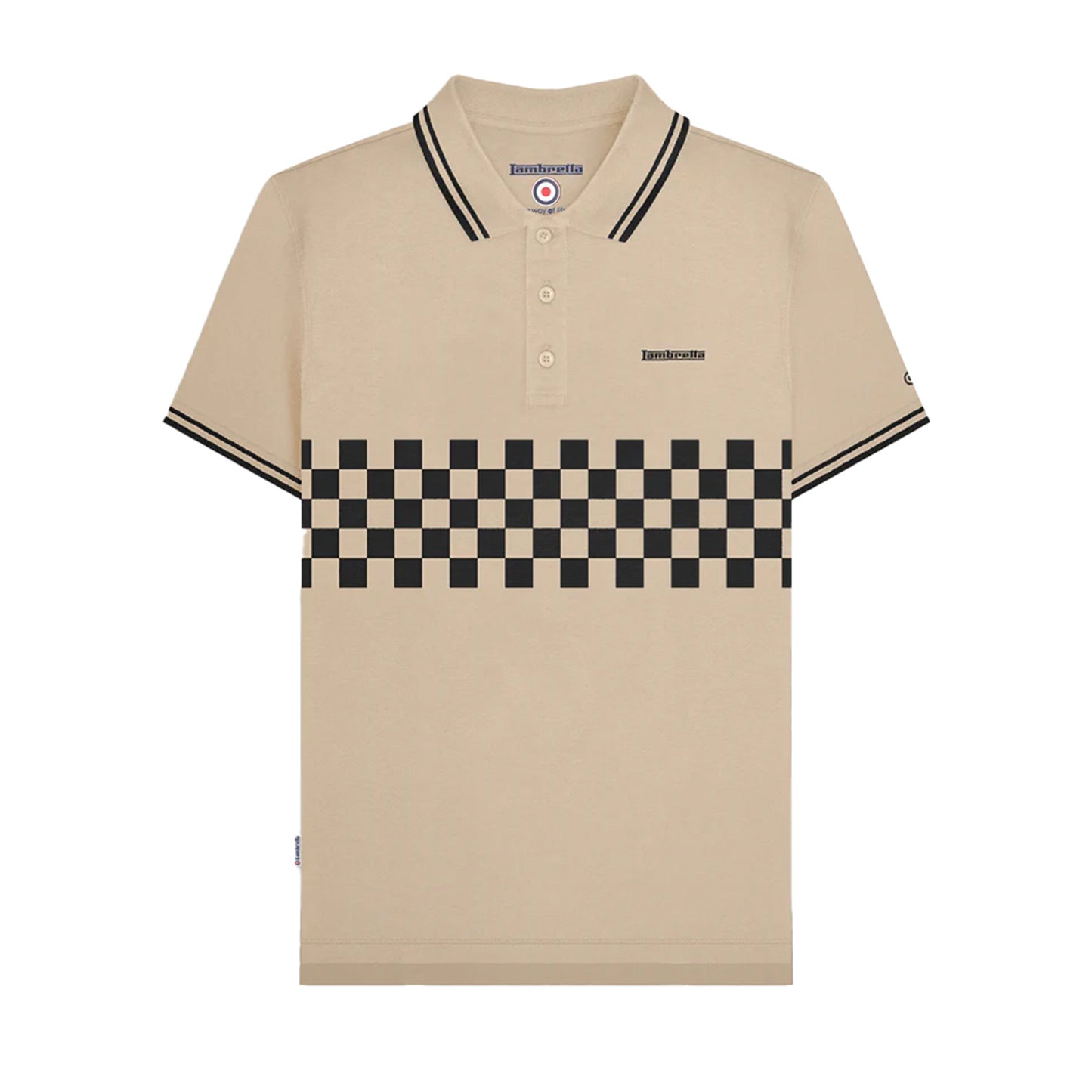 Stone-Black - Front - Lambretta Mens SS25 Two Tone Tipped Polo Shirt