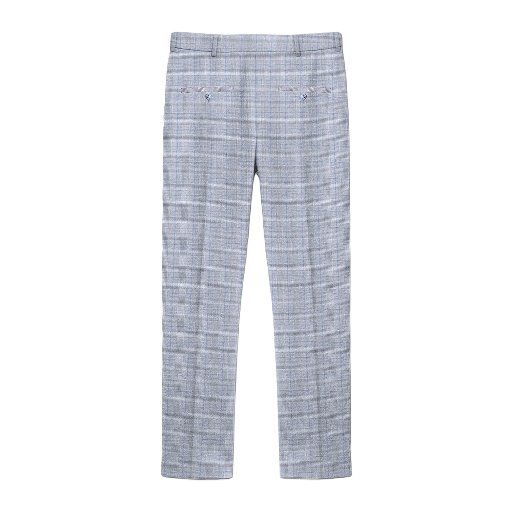 Grey - Back - Lambretta Mens George Pow Check Suit Trousers