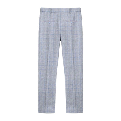Grey - Back - Lambretta Mens George Pow Check Suit Trousers