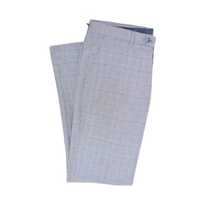 Grey - Side - Lambretta Mens George Pow Check Suit Trousers