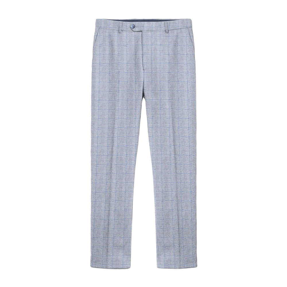 Grey - Front - Lambretta Mens George Pow Check Suit Trousers
