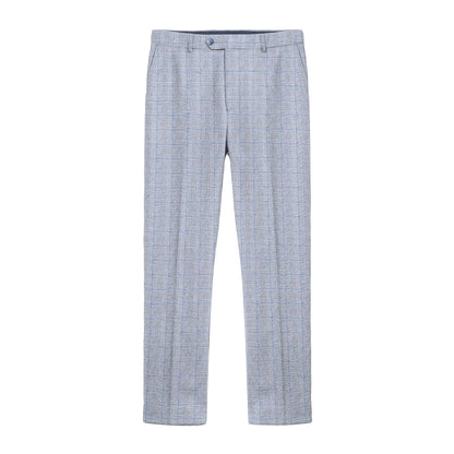 Grey - Front - Lambretta Mens George Pow Check Suit Trousers