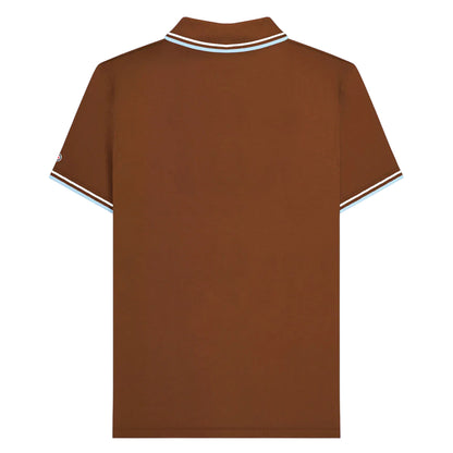 Brown-White-Angel Falls - Back - Lambretta Mens SS25 Twin Tip Polo Shirt