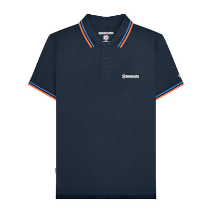 Navy-Blue - Front - Lambretta Mens SS25 Twin Tip Polo Shirt