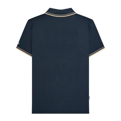 Navy-Cinder - Back - Lambretta Mens SS25 Twin Tip Polo Shirt