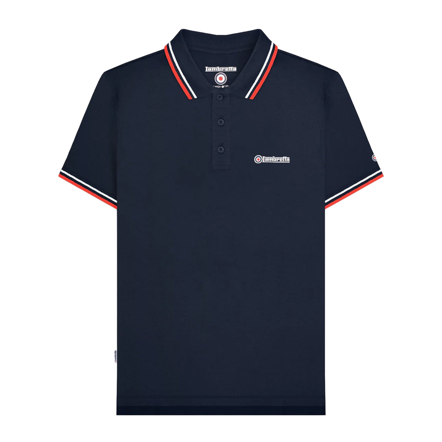 Navy-White - Front - Lambretta Mens SS25 Twin Tip Polo Shirt