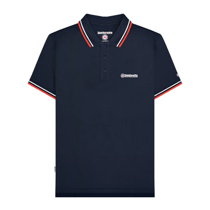 Navy-White - Front - Lambretta Mens SS25 Twin Tip Polo Shirt