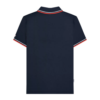 Navy-White - Back - Lambretta Mens SS25 Twin Tip Polo Shirt