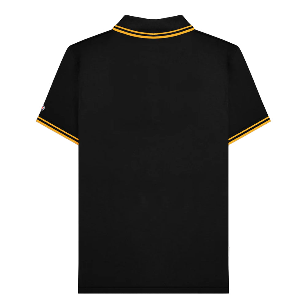 Black-Gold - Back - Lambretta Mens SS25 Twin Tip Polo Shirt