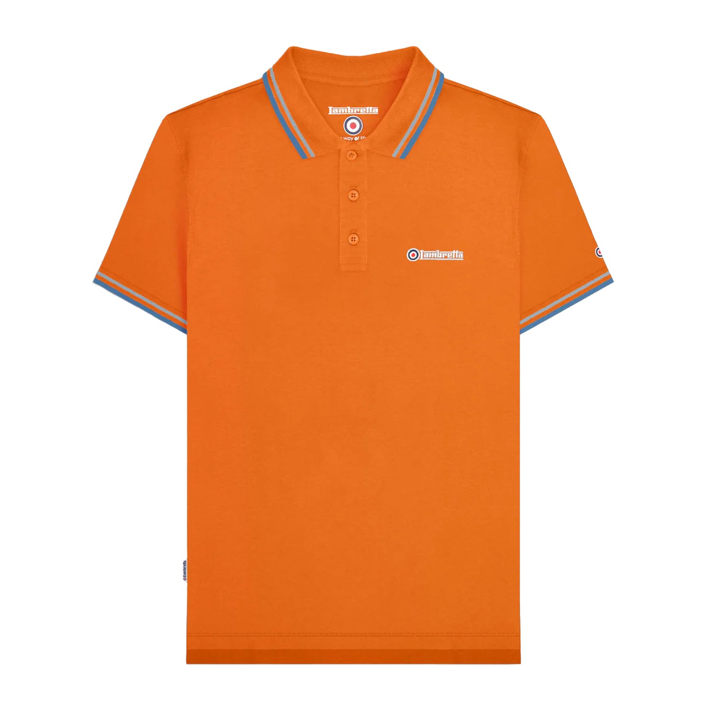 Orange-Sky - Front - Lambretta Mens SS25 Twin Tip Polo Shirt