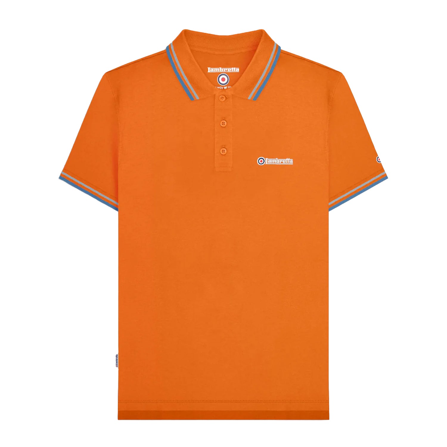 Orange-Sky - Front - Lambretta Mens SS25 Twin Tip Polo Shirt