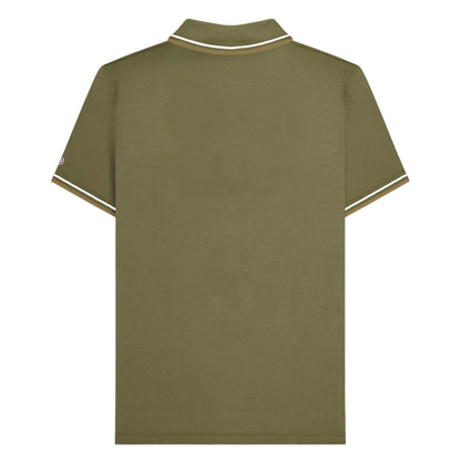 Khaki Green-Silver-Cashew - Back - Lambretta Mens SS25 Twin Tip Polo Shirt