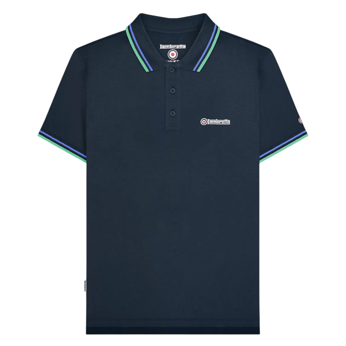 Navy Blue-Cameo - Front - Lambretta Mens SS25 Twin Tip Polo Shirt