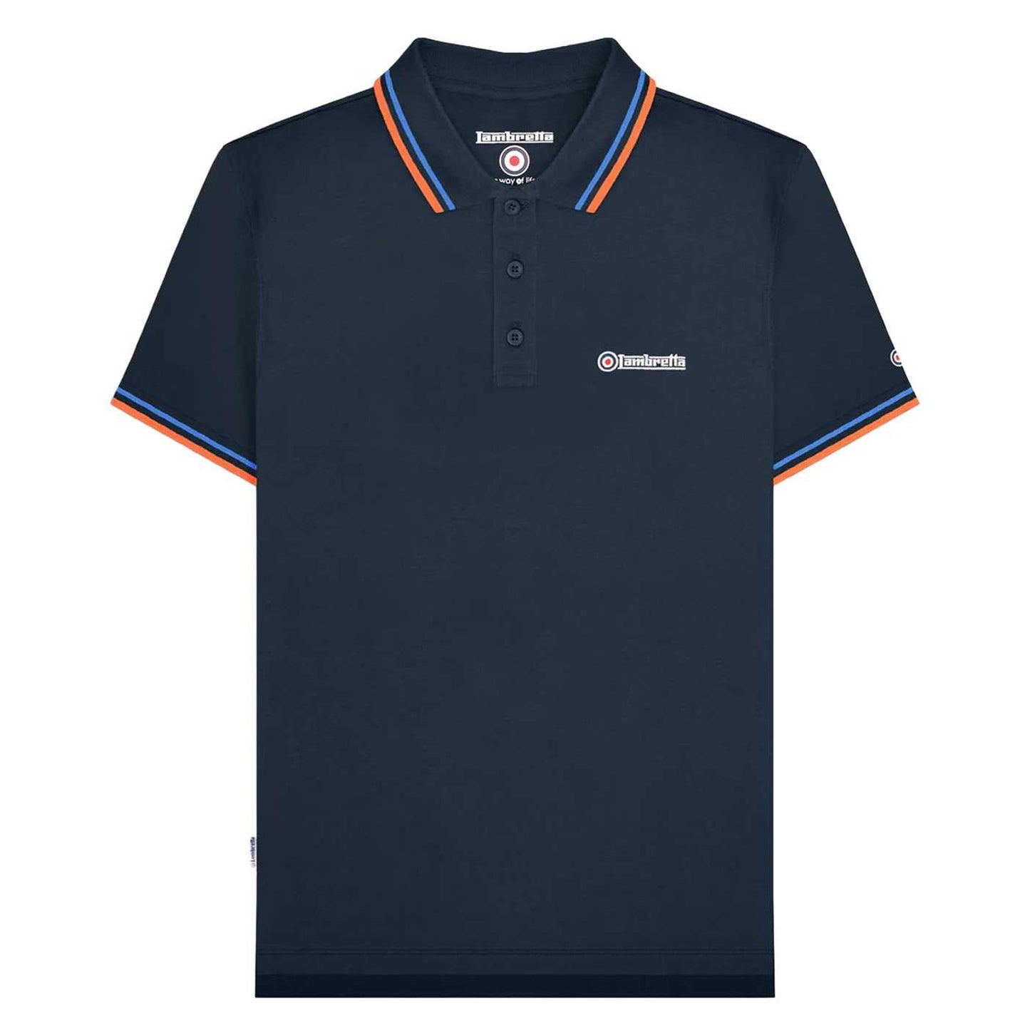 Navy-Blue - Front - Lambretta Mens SS25 Twin Tip Polo Shirt