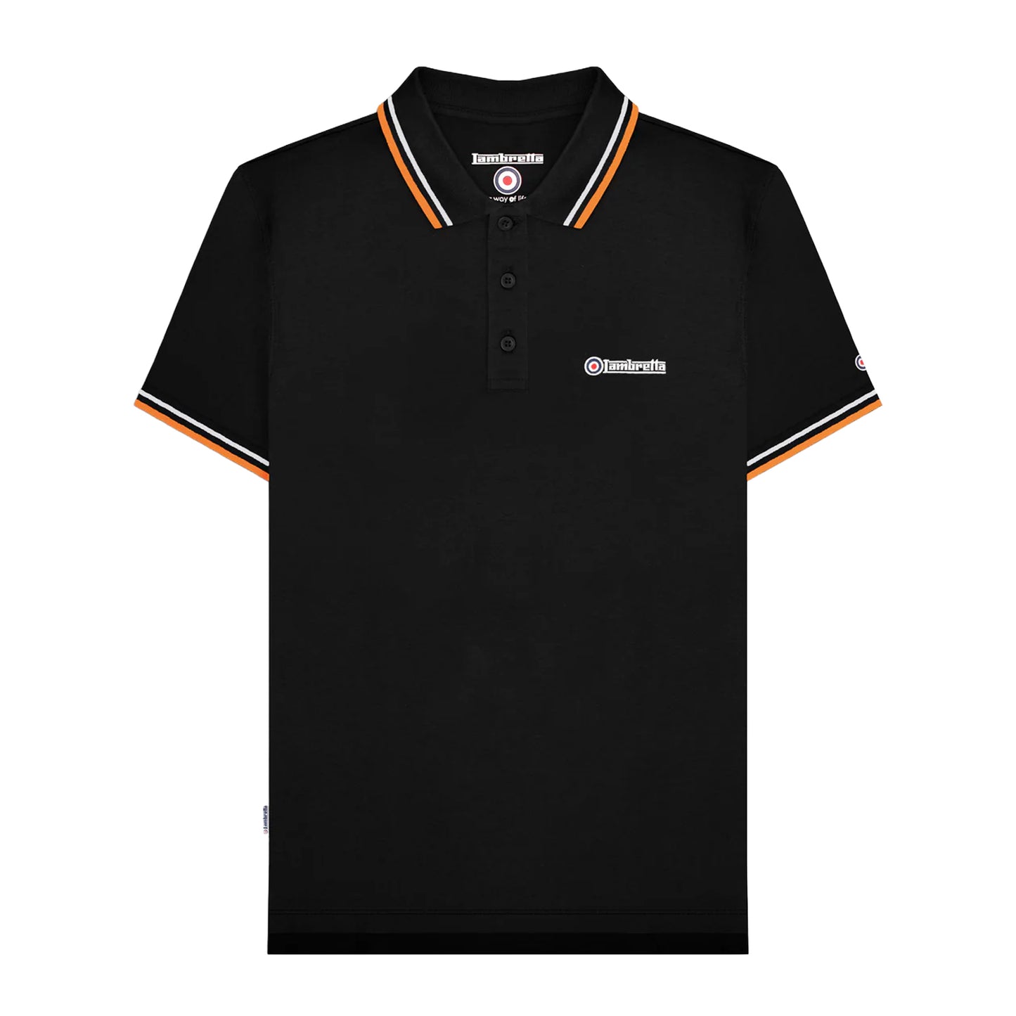 Black-White - Front - Lambretta Mens SS25 Twin Tip Polo Shirt