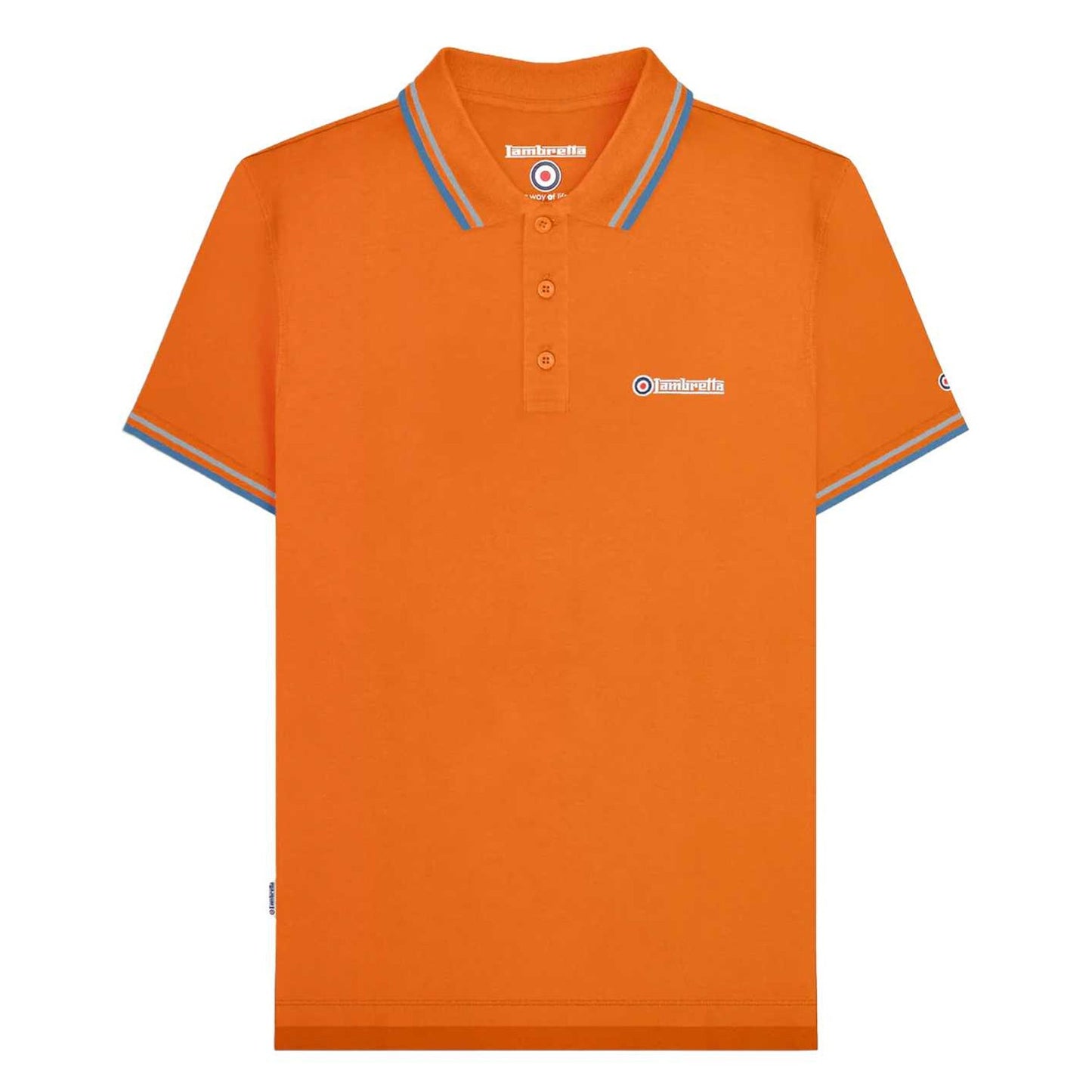 Orange-Sky - Front - Lambretta Mens SS25 Twin Tip Polo Shirt