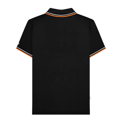 Black-White - Back - Lambretta Mens SS25 Twin Tip Polo Shirt