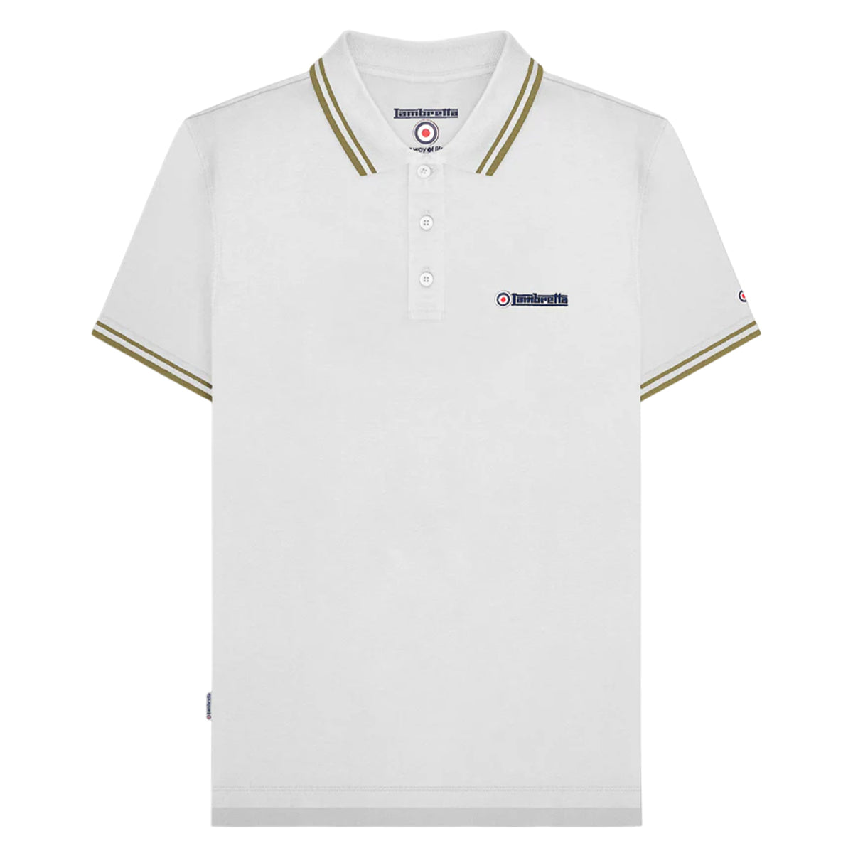 White-Cashew - Front - Lambretta Mens SS25 Twin Tip Polo Shirt