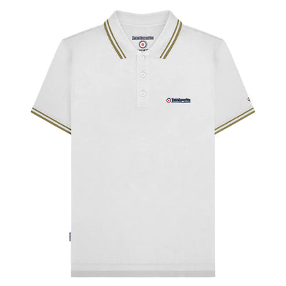 White-Cashew - Front - Lambretta Mens SS25 Twin Tip Polo Shirt