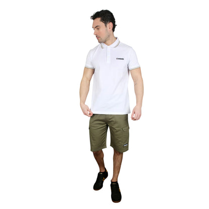 White-Cashew - Side - Lambretta Mens SS25 Twin Tip Polo Shirt