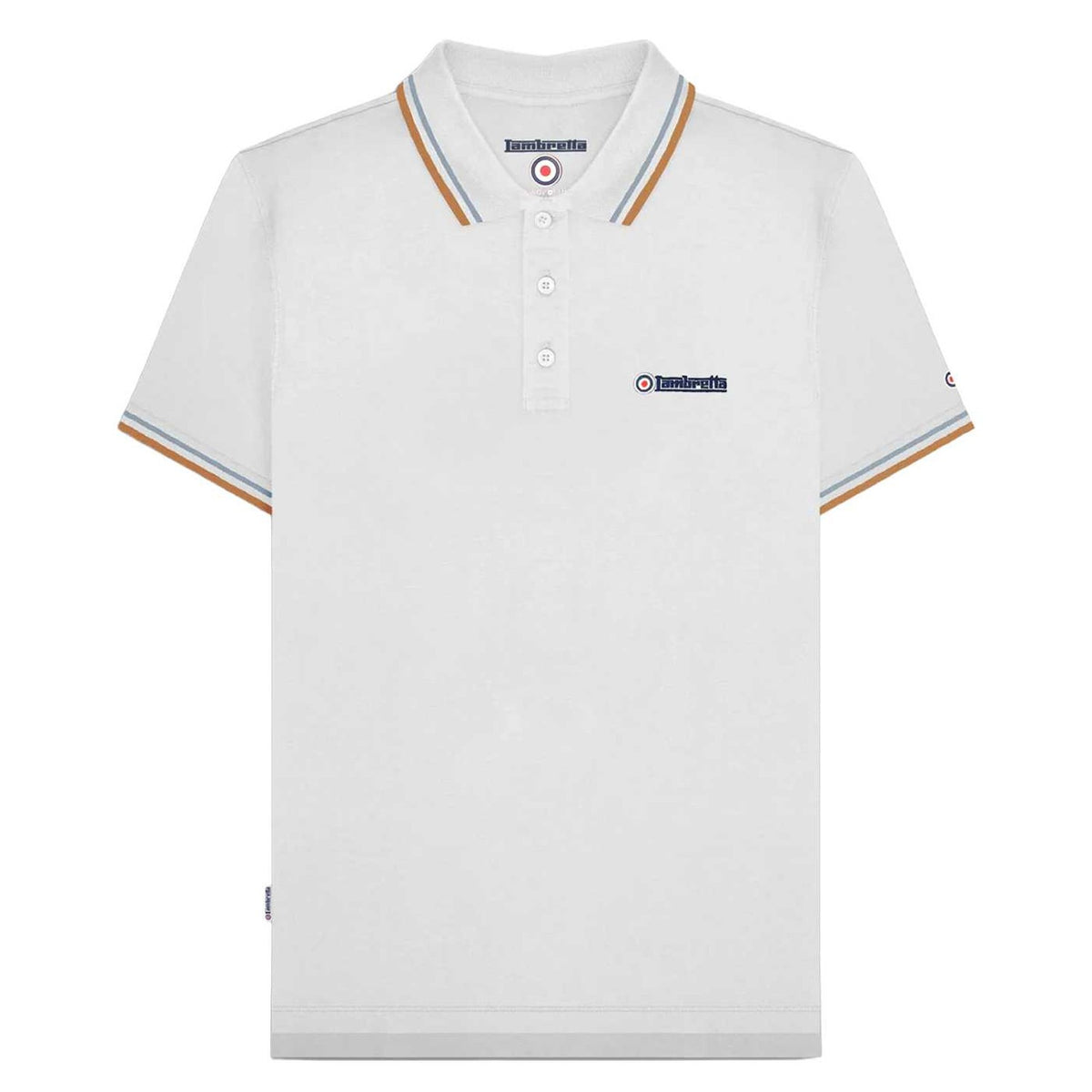 White-Sky - Front - Lambretta Mens SS25 Twin Tip Polo Shirt