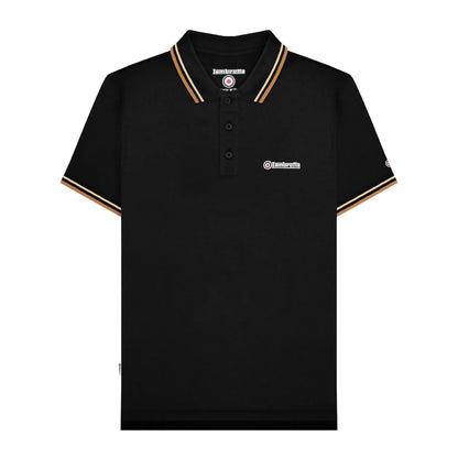 Black-Wood Ash - Front - Lambretta Mens SS25 Twin Tip Polo Shirt