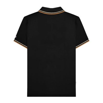 Black-Wood Ash - Back - Lambretta Mens SS25 Twin Tip Polo Shirt