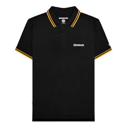 Black-Gold - Front - Lambretta Mens SS25 Twin Tip Polo Shirt
