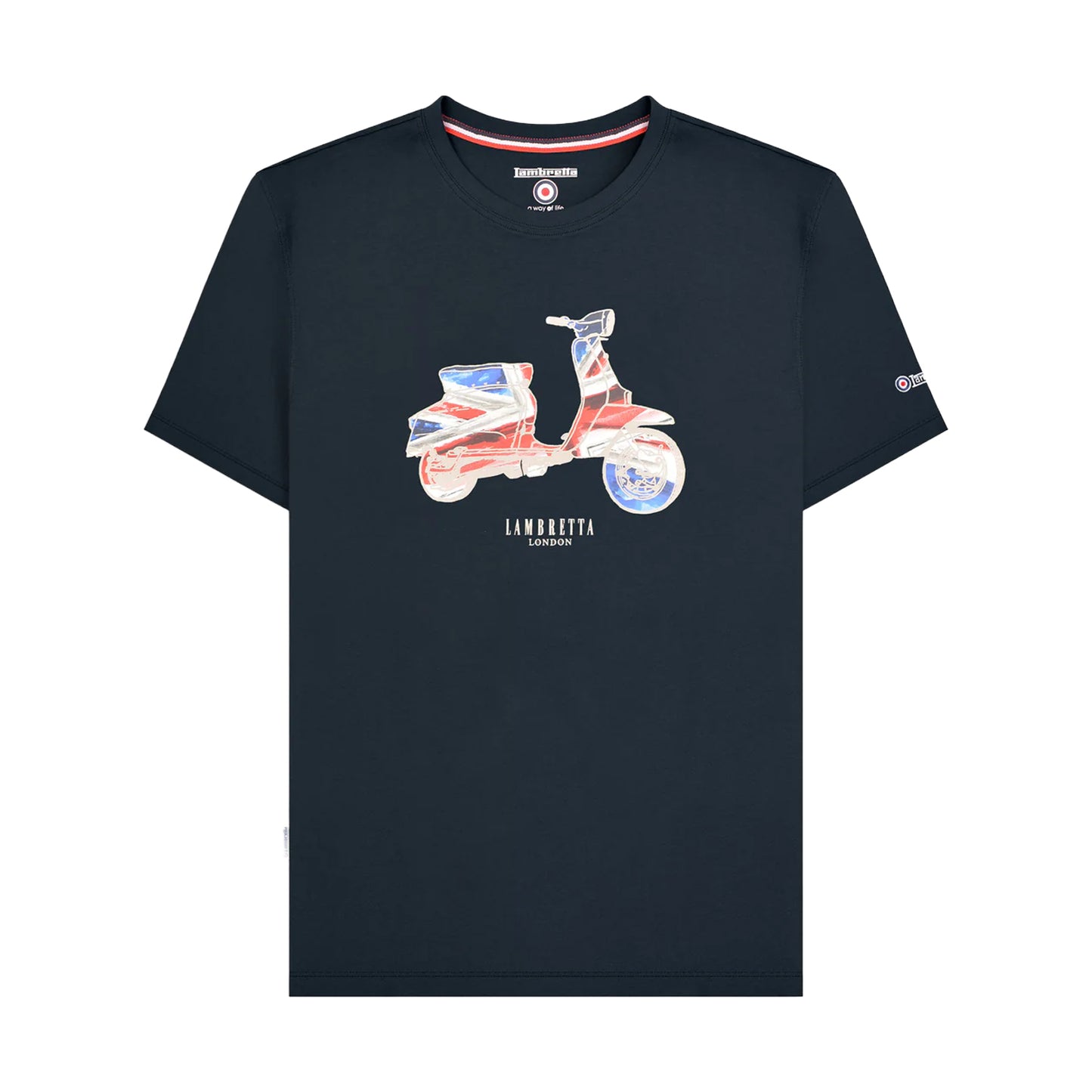 Navy - Front - Lambretta Mens AW24 Scooter Flag Big & Tall T-Shirt