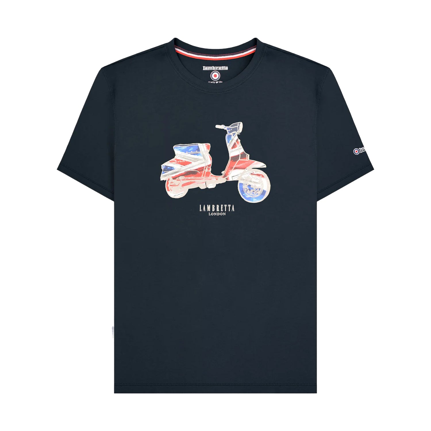 Navy - Front - Lambretta Mens AW24 Scooter Flag Big & Tall T-Shirt