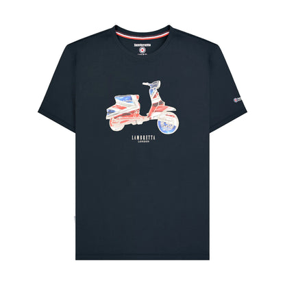 Navy - Front - Lambretta Mens AW24 Scooter Flag Big & Tall T-Shirt
