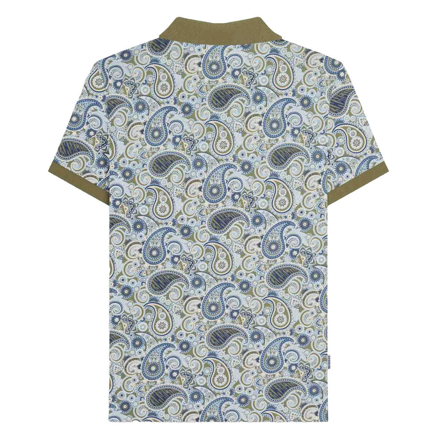 Khaki-Navy - Back - Lambretta Mens SS25 Paisley Branded Polo Shirt