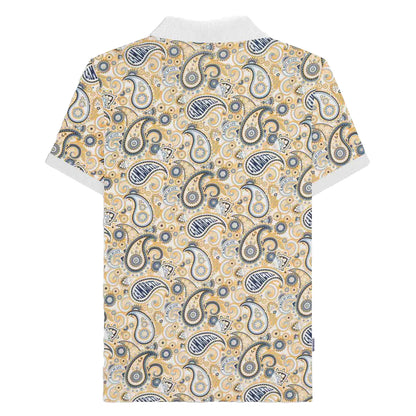 White-Navy - Back - Lambretta Mens SS25 Paisley Branded Polo Shirt