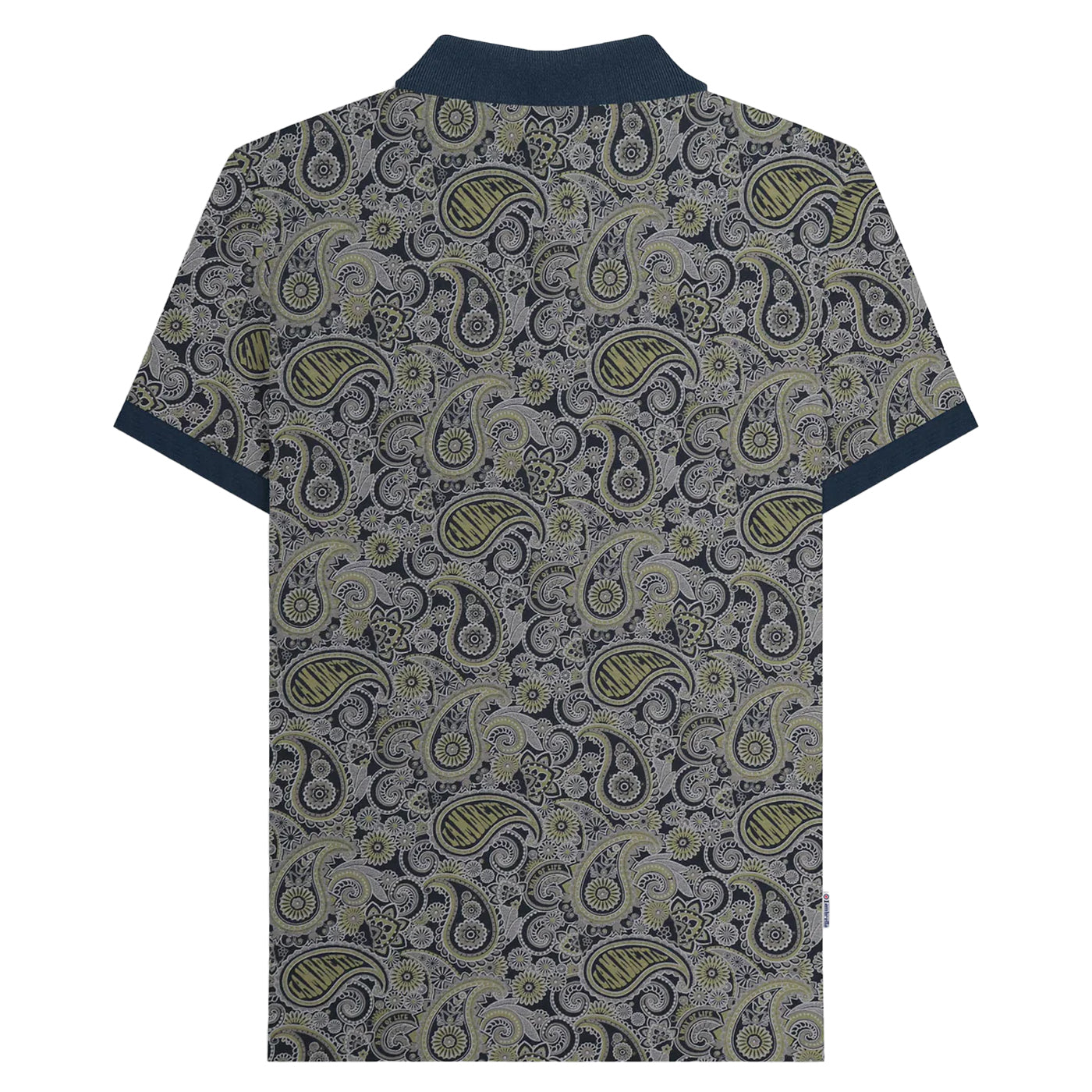 Navy-Grey - Back - Lambretta Mens SS25 Paisley Branded Polo Shirt