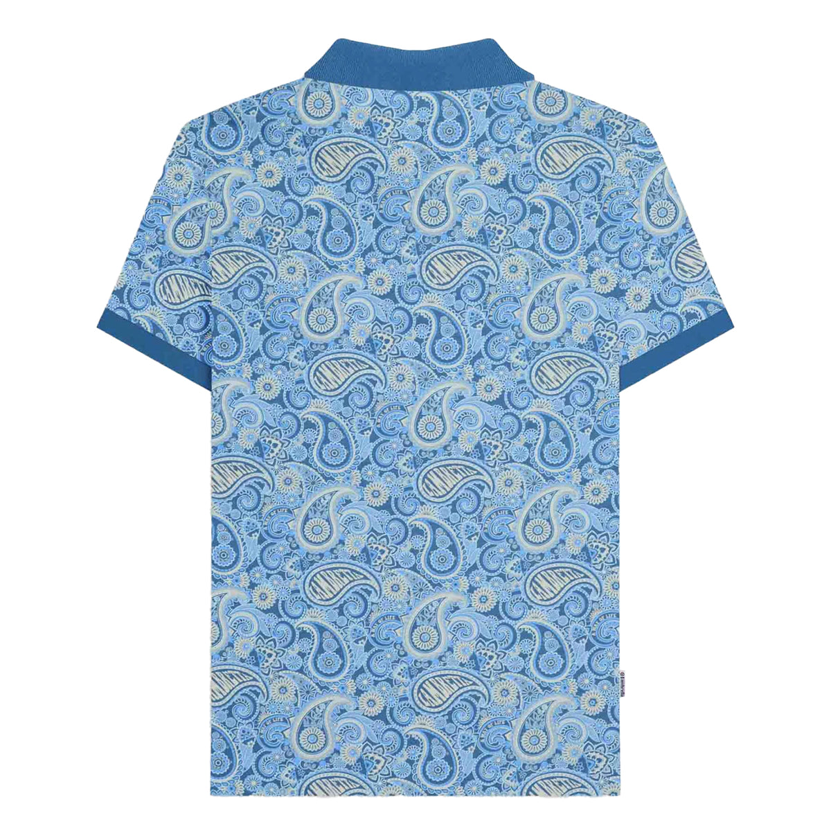 Dark Blue-Wood Ash - Back - Lambretta Mens SS25 Paisley Branded Polo Shirt