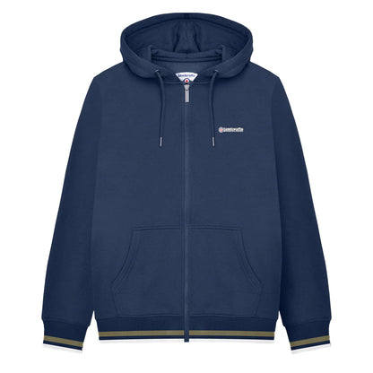 Navy-Khaki Green - Front - Lambretta Mens AW24 Full Zip Hoodie