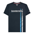 Navy-White-Blue - Front - Lambretta Mens SS25 Racing Stripe T-Shirt