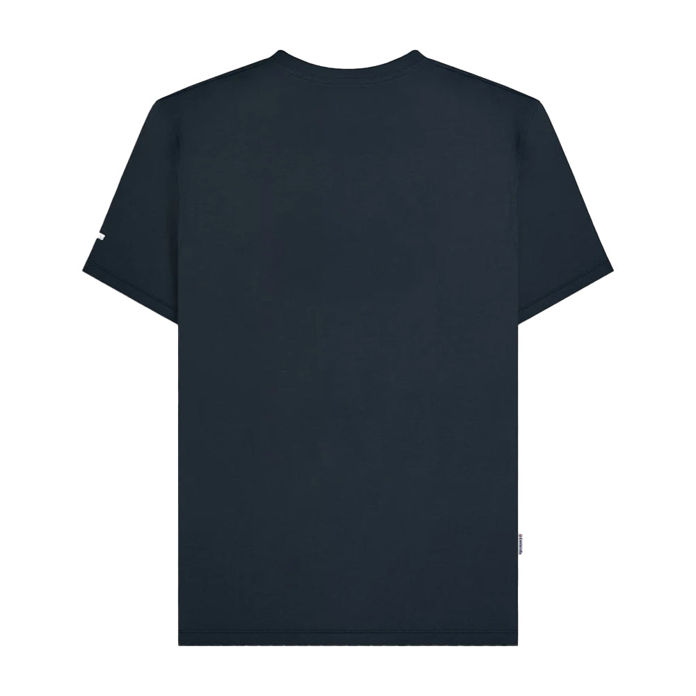 Navy-White-Blue - Back - Lambretta Mens SS25 Racing Stripe T-Shirt