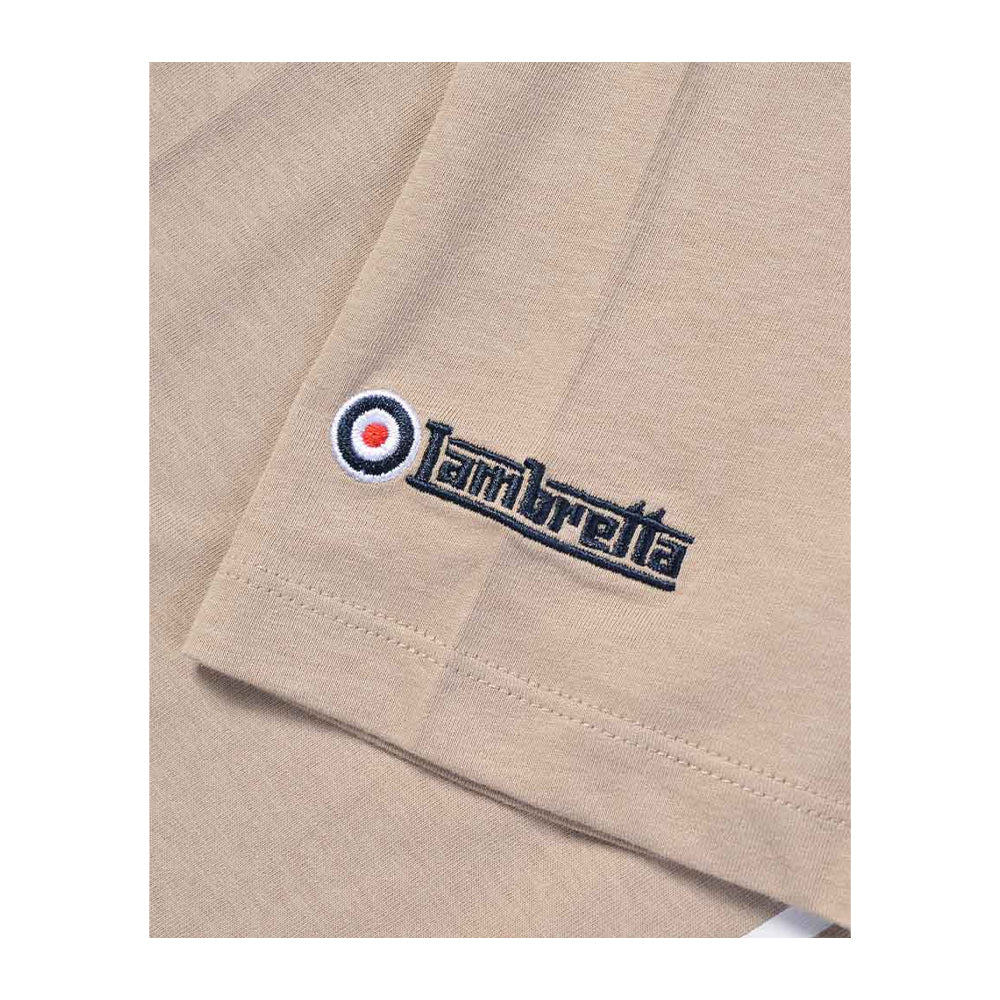 Stone - Side - Lambretta Mens SS25 Racing Stripe T-Shirt