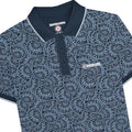 Navy-Dusky Blue - Side - Lambretta Mens Paisley Tonal Big & Tall Polo Shirt