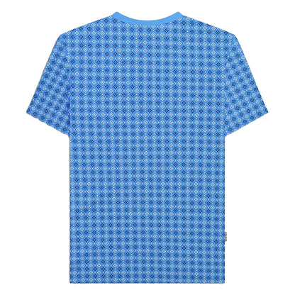 Vallarta Blue - Back - Lambretta Mens SS24 Geometric All-Over Print T-Shirt