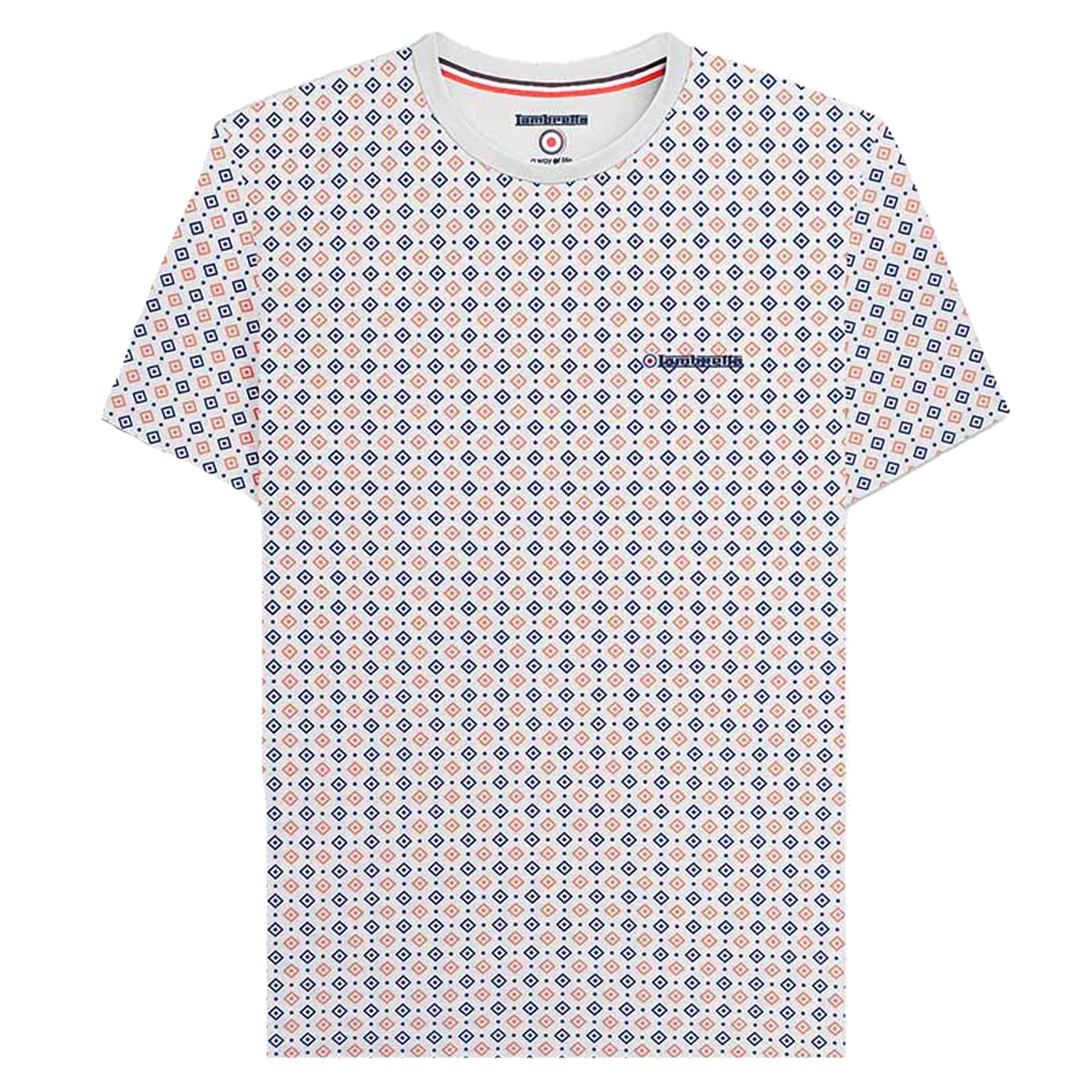 White - Front - Lambretta Mens SS24 Geometric All-Over Print T-Shirt