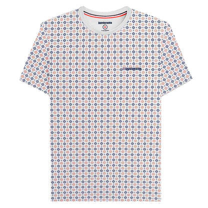 White - Front - Lambretta Mens SS24 Geometric All-Over Print T-Shirt