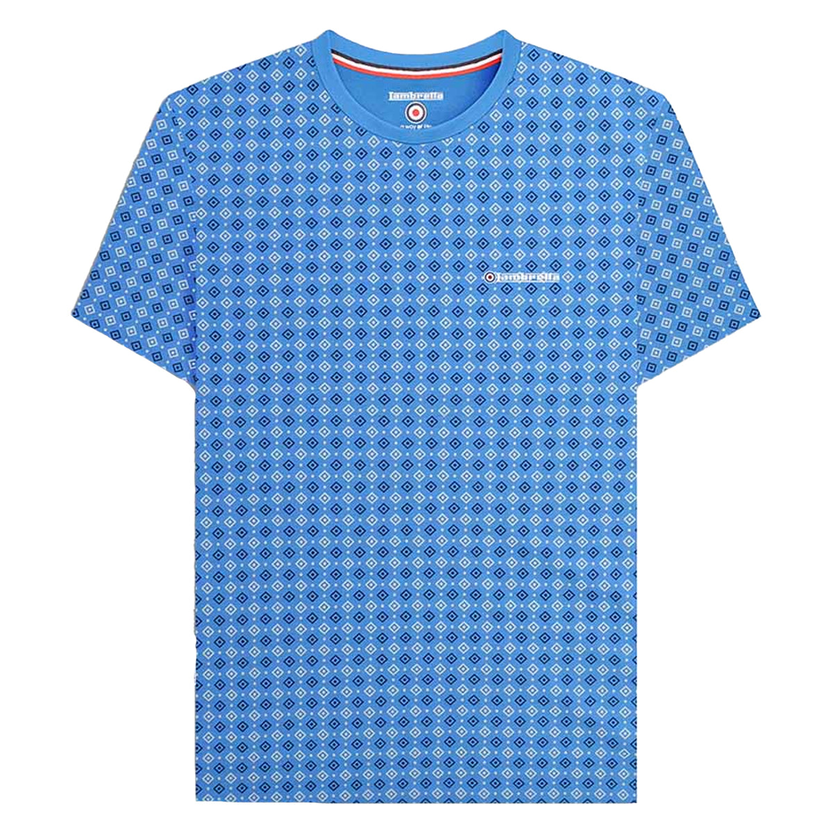 Vallarta Blue - Front - Lambretta Mens SS24 Geometric All-Over Print T-Shirt