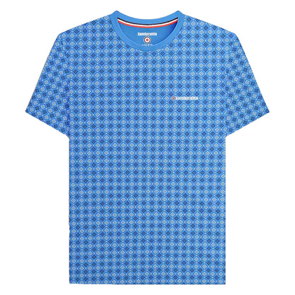 Vallarta Blue - Front - Lambretta Mens SS24 Geometric All-Over Print T-Shirt
