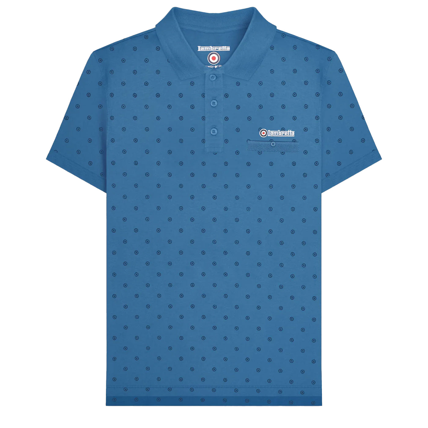 Dark Blue-Navy - Front - Lambretta Mens Premium AW24 Target Polo Shirt