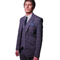 Slate - Side - Lambretta Mens Bradley Checked Blazer