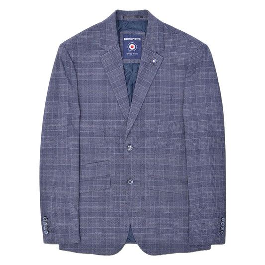 Slate - Front - Lambretta Mens Bradley Checked Blazer